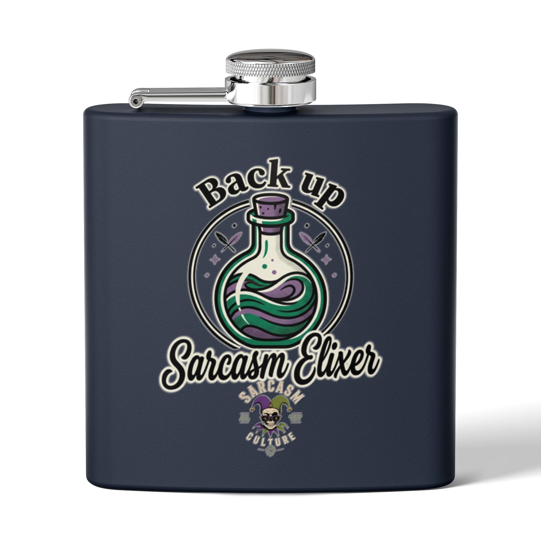 Sarcasm Elixir Flask — 6oz Stainless Steel Hip Flask