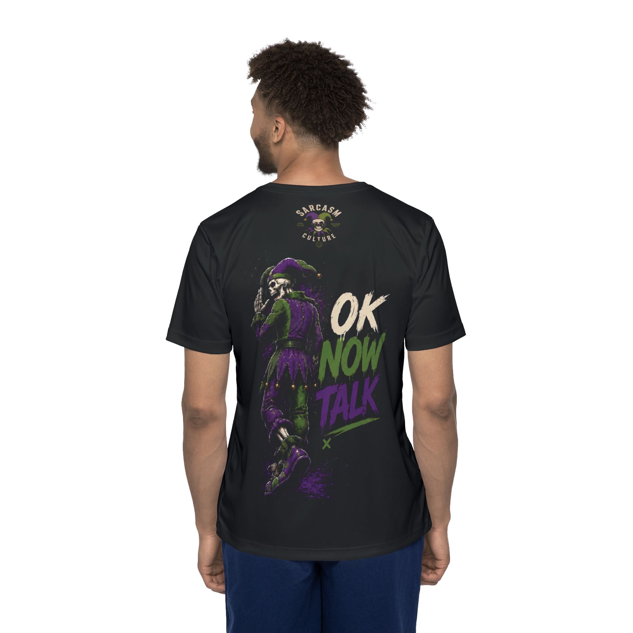 Stop Hold On Skull Jester Sports Jersey — "OK Now Talk" Graphic Tee