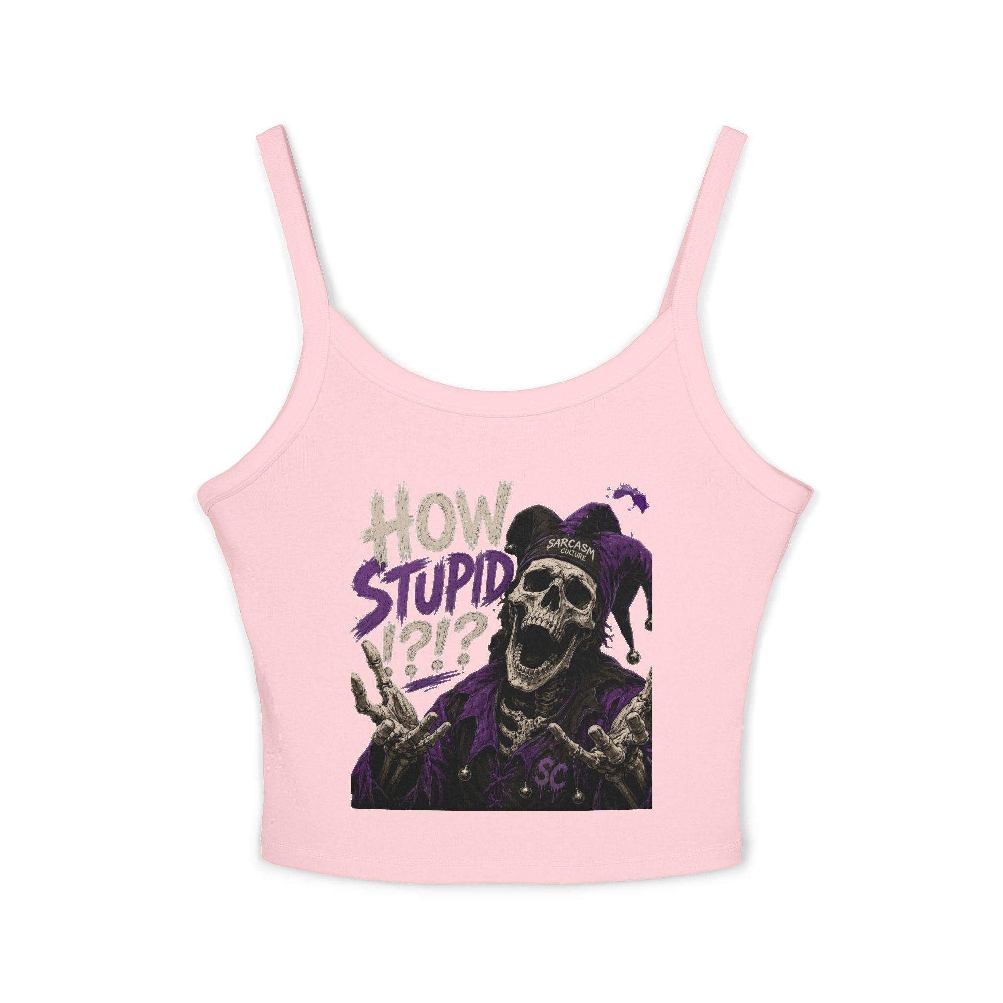How Stupid?! — Jester Spaghetti Strap Crop Tank Top