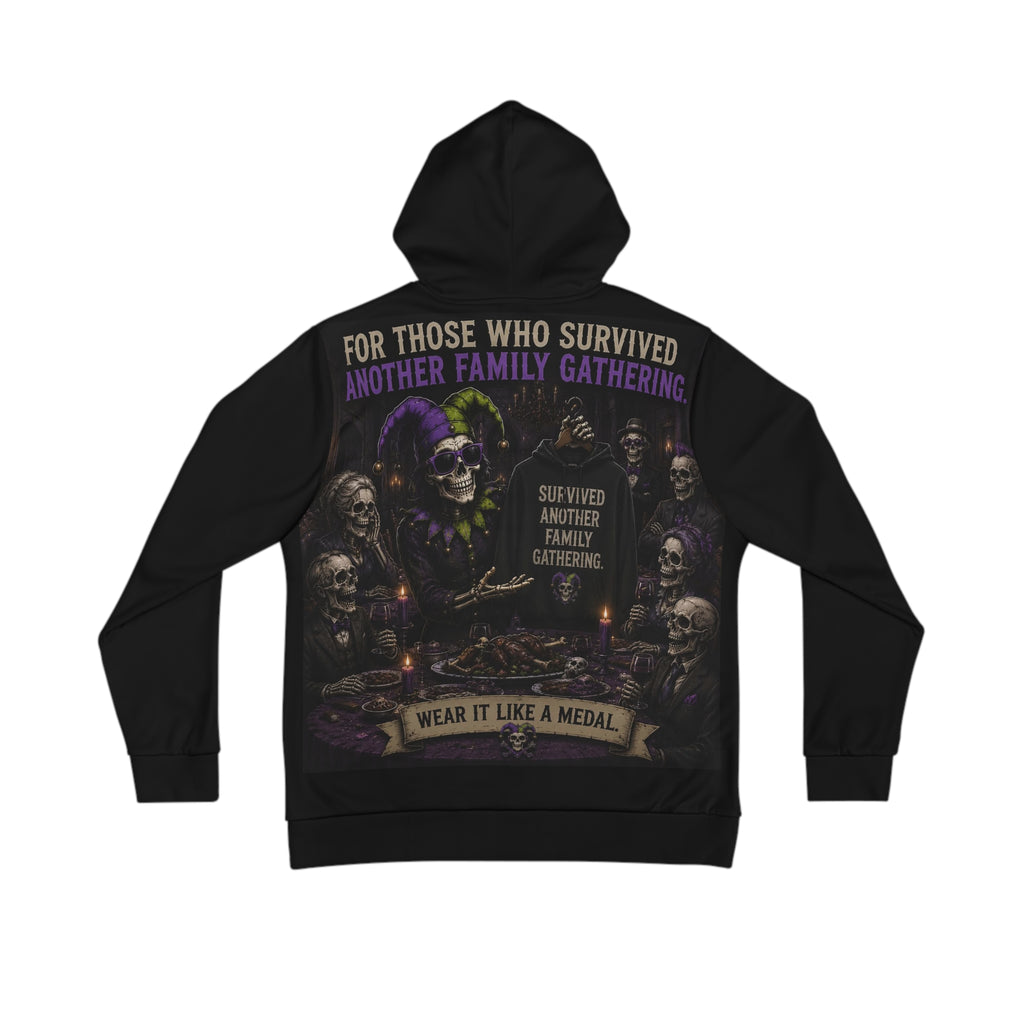 Hoodie - 'Sarcasm Culture' Skull Hoodie: "For Those Who Survived Another Family Gathering" Graphic