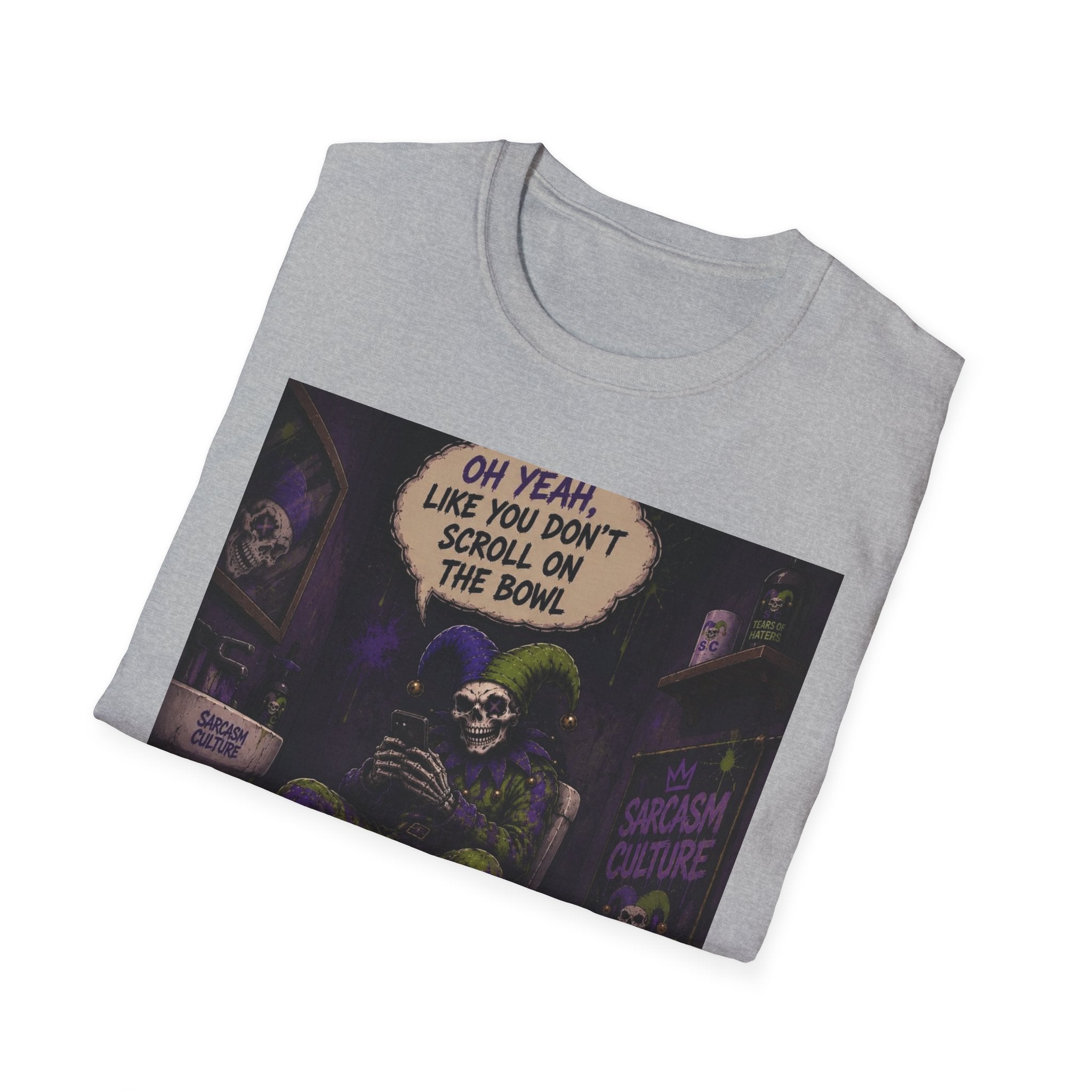 Skull Throne T-Shirt — 'Oh Yeah, Like You Don't Scroll on the Bowl' Gothic Graphic Tee