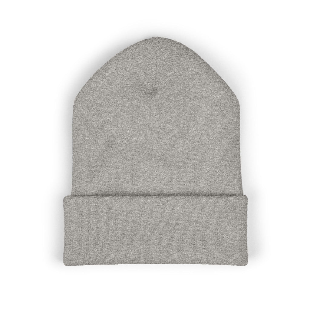 Sarcasm Culture Embroidered Cuffed Beanie — Olive Knit Winter Hat