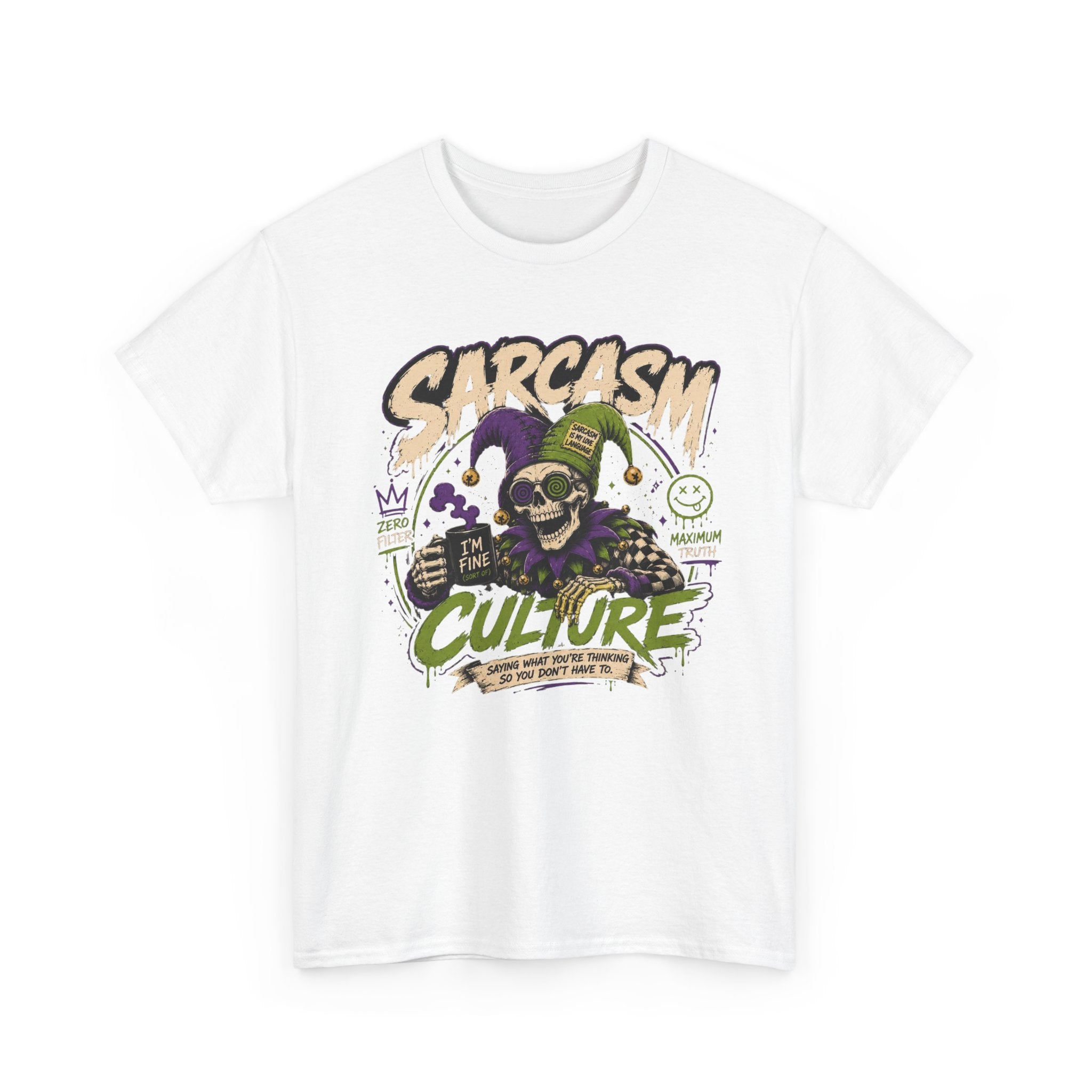 Off His Meds Jester Tee — Wild & Unhinged Sarcasm Culture Graphic T-Shirt