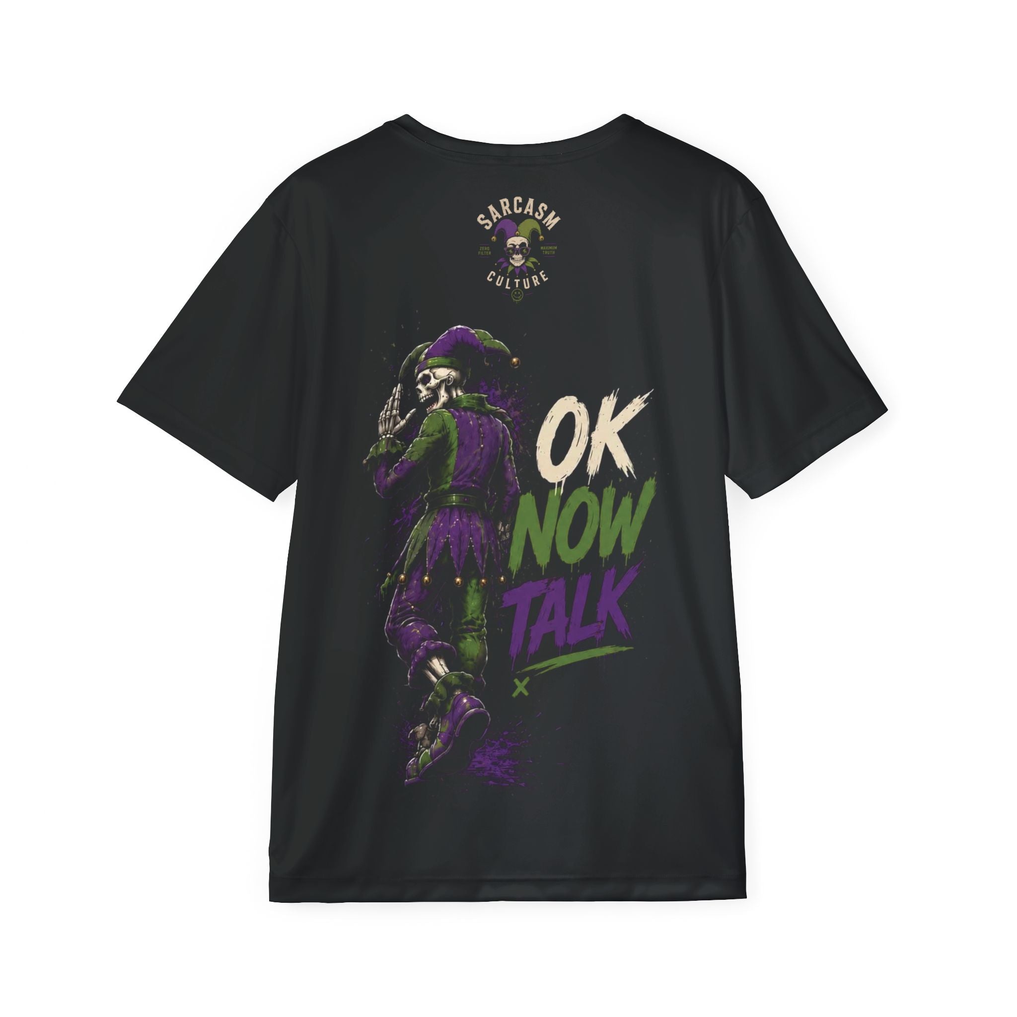 Stop Hold On Skull Jester Sports Jersey — "OK Now Talk" Graphic Tee