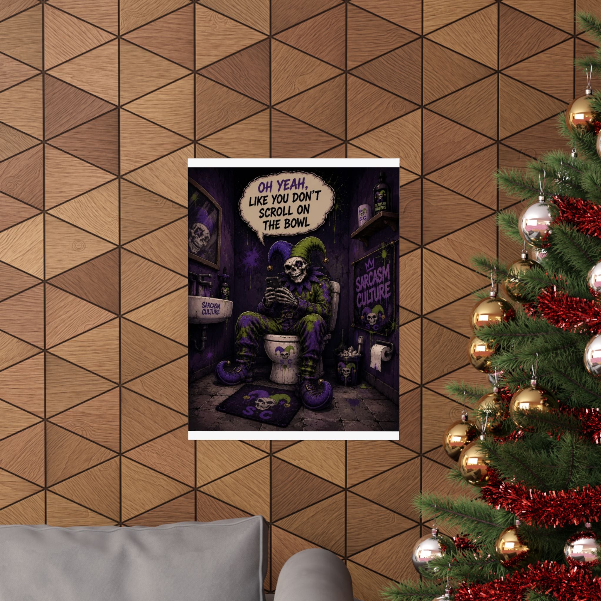 Skull Jester Poster — "Oh Yeah, Like You Don't Scroll on the Bowl" Matte Vertical Wall Art