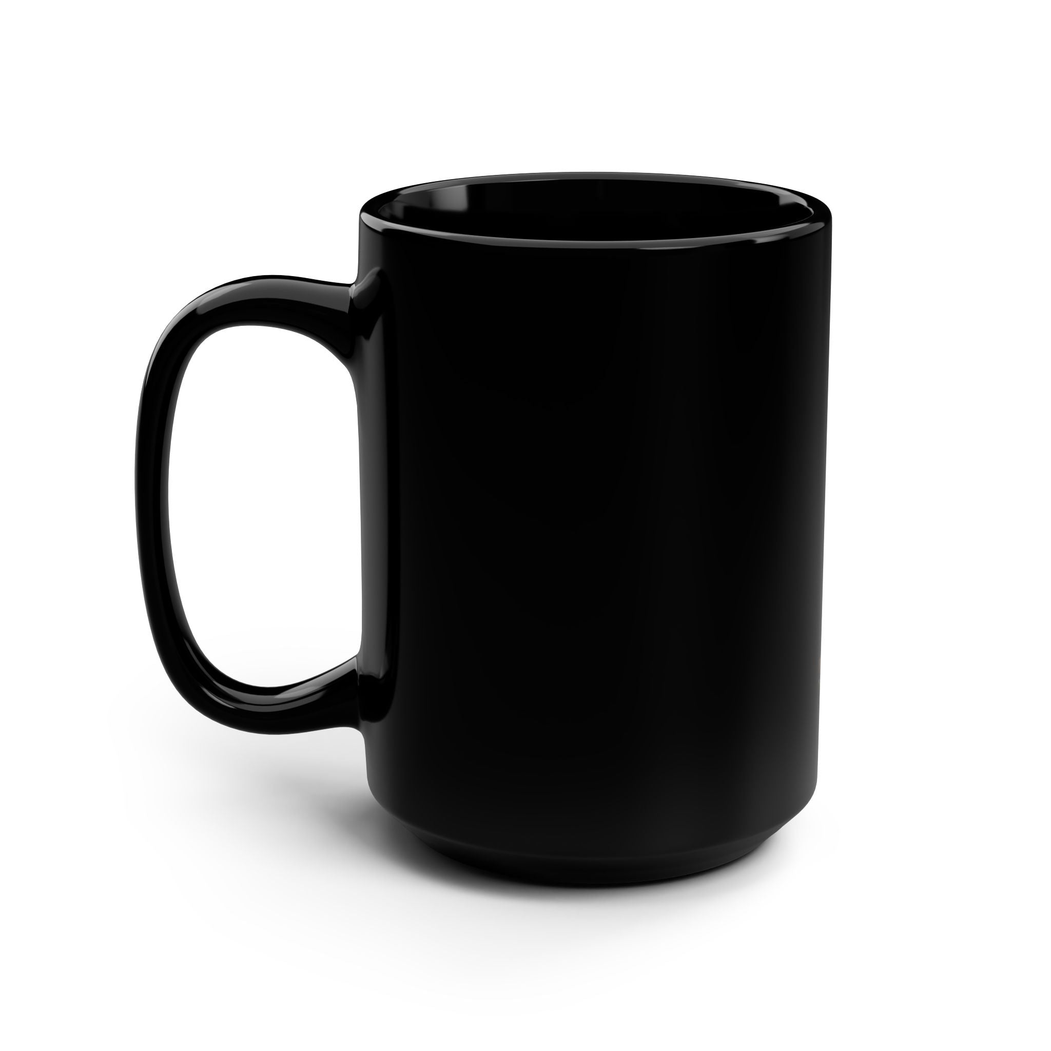 Black Ceramic Mug — Jester Skull Customer Service Design (15oz)