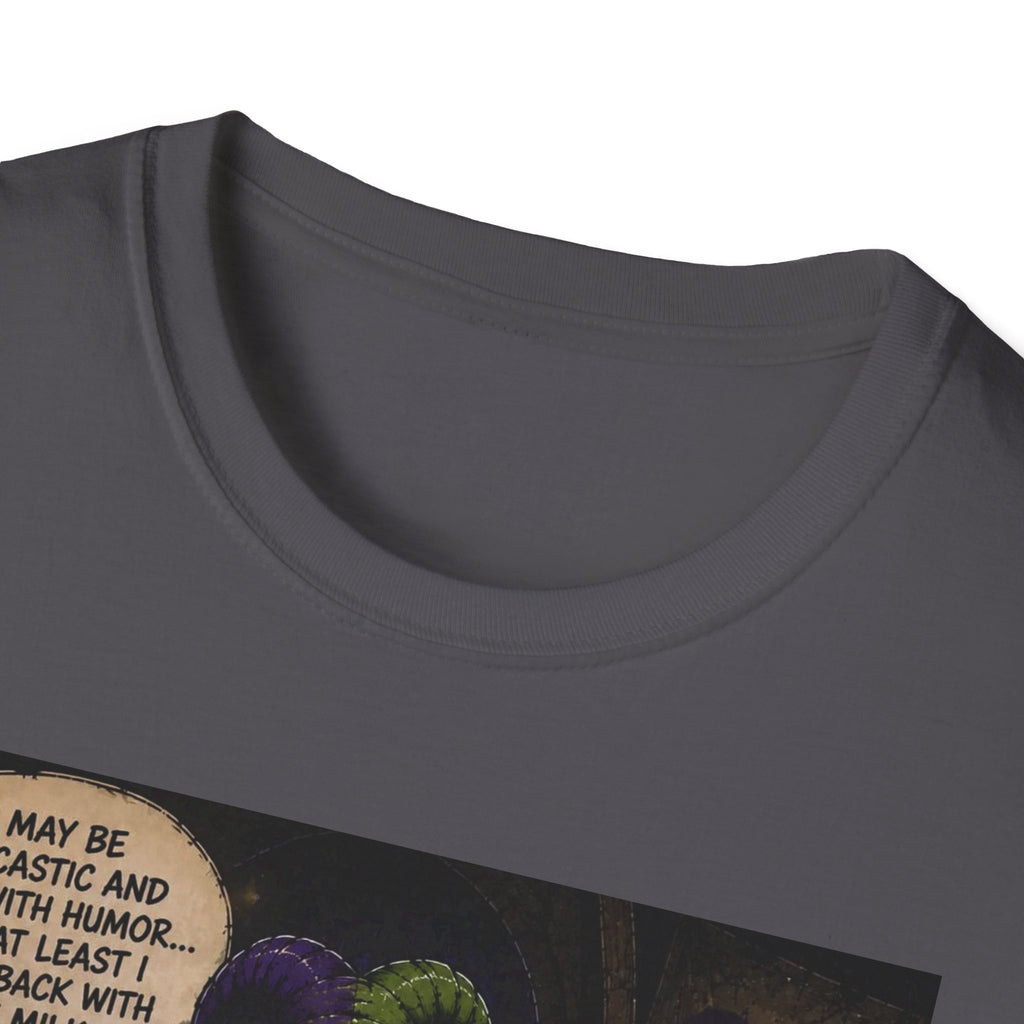 Skeleton with Milk Jug Graphic T-Shirt — 'I Love It When My Bones Pop' Goth Halloween Tee