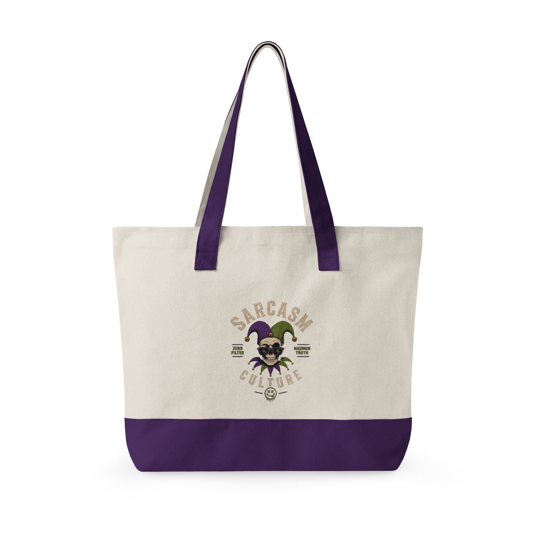 Zippered Canvas Tote — "Emotional Baggage" & Sarcastic Clown Graphic Utility Bag