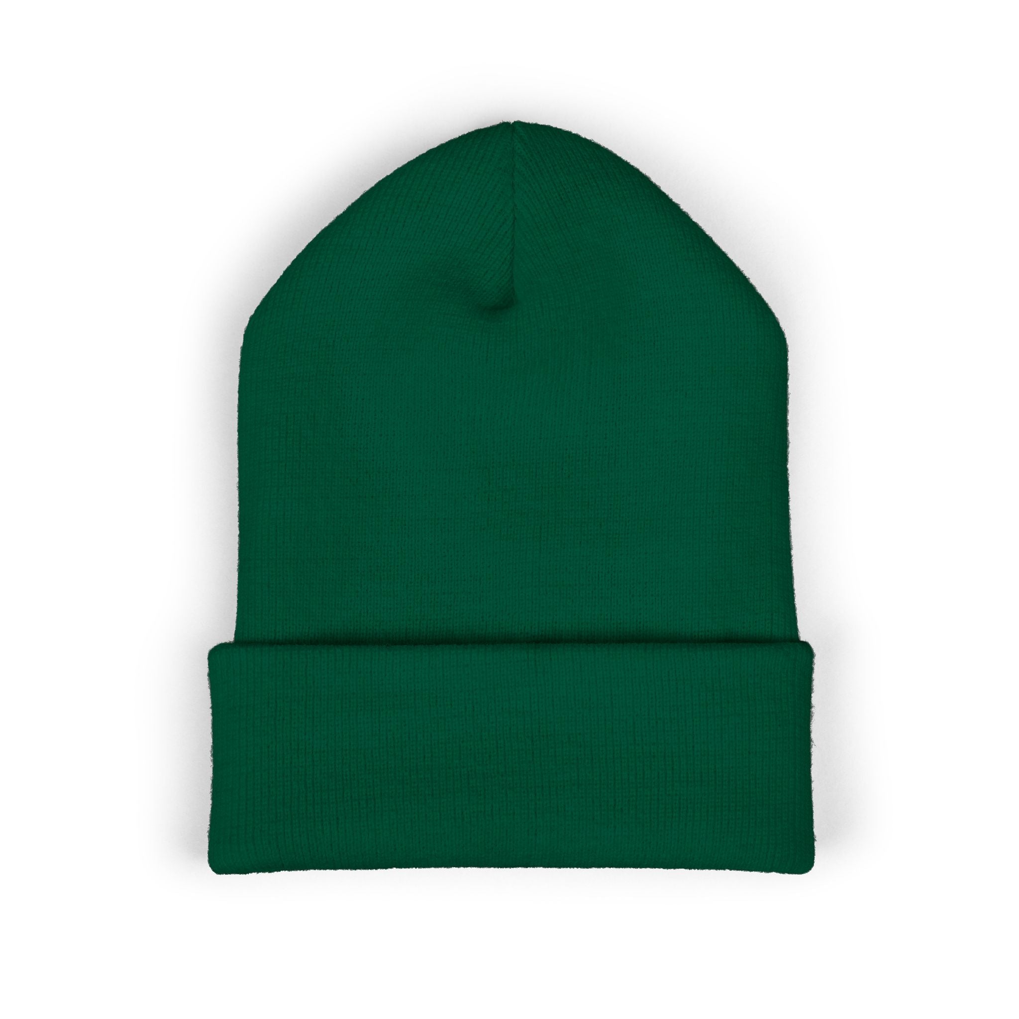 Sarcasm Culture Embroidered Cuffed Beanie — Olive Knit Winter Hat