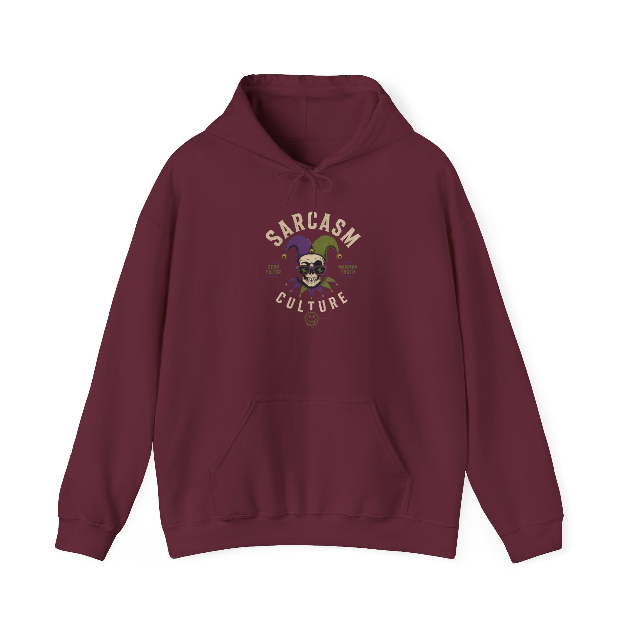 The Emotional Support Hoodie — Jester Skull Dark Rose | Sarcasm Culture