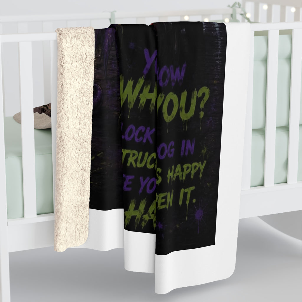 Creepy Clown 'Who Loves You?' Sherpa Blanket — Horror Truck Dog Quote