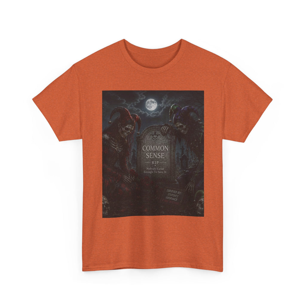 "Common Sense" Gothic Moon Dark Humor Graphic T-Shirt | Skeleton Jester