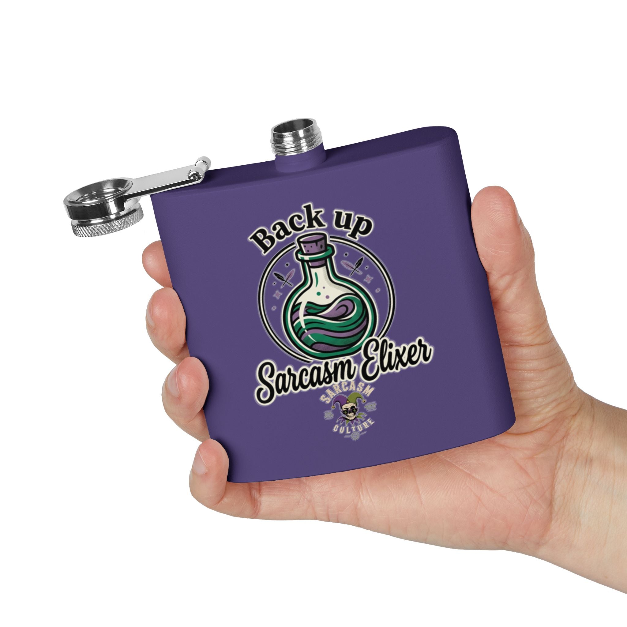 Sarcasm Elixir Flask — 6oz Stainless Steel Hip Flask