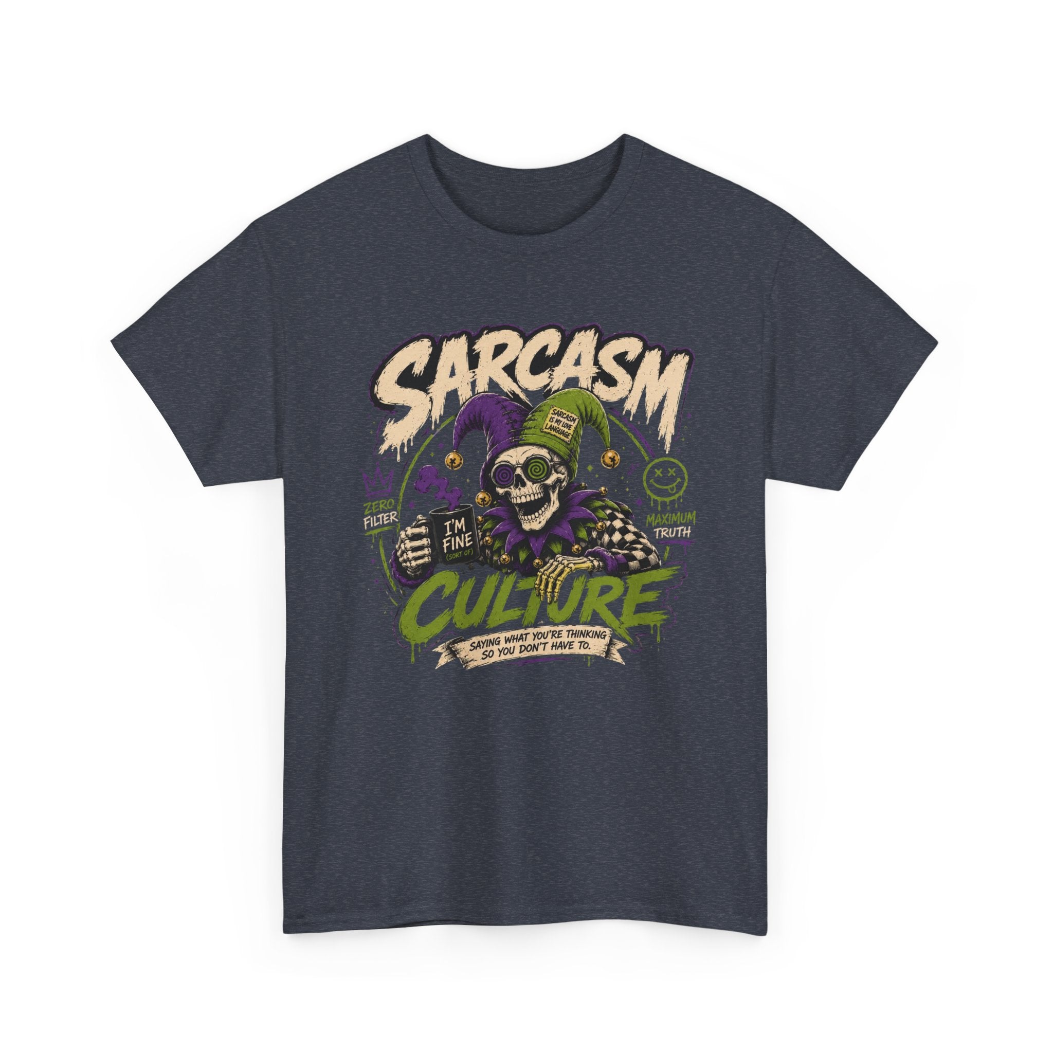 Off His Meds Jester Tee — Wild & Unhinged Sarcasm Culture Graphic T-Shirt