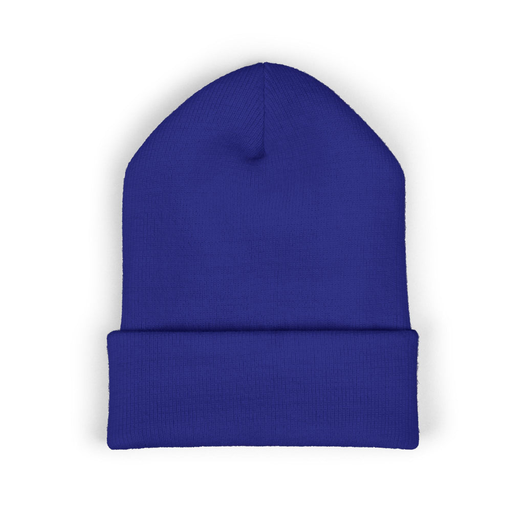 Sarcasm Culture Embroidered Cuffed Beanie — Olive Knit Winter Hat