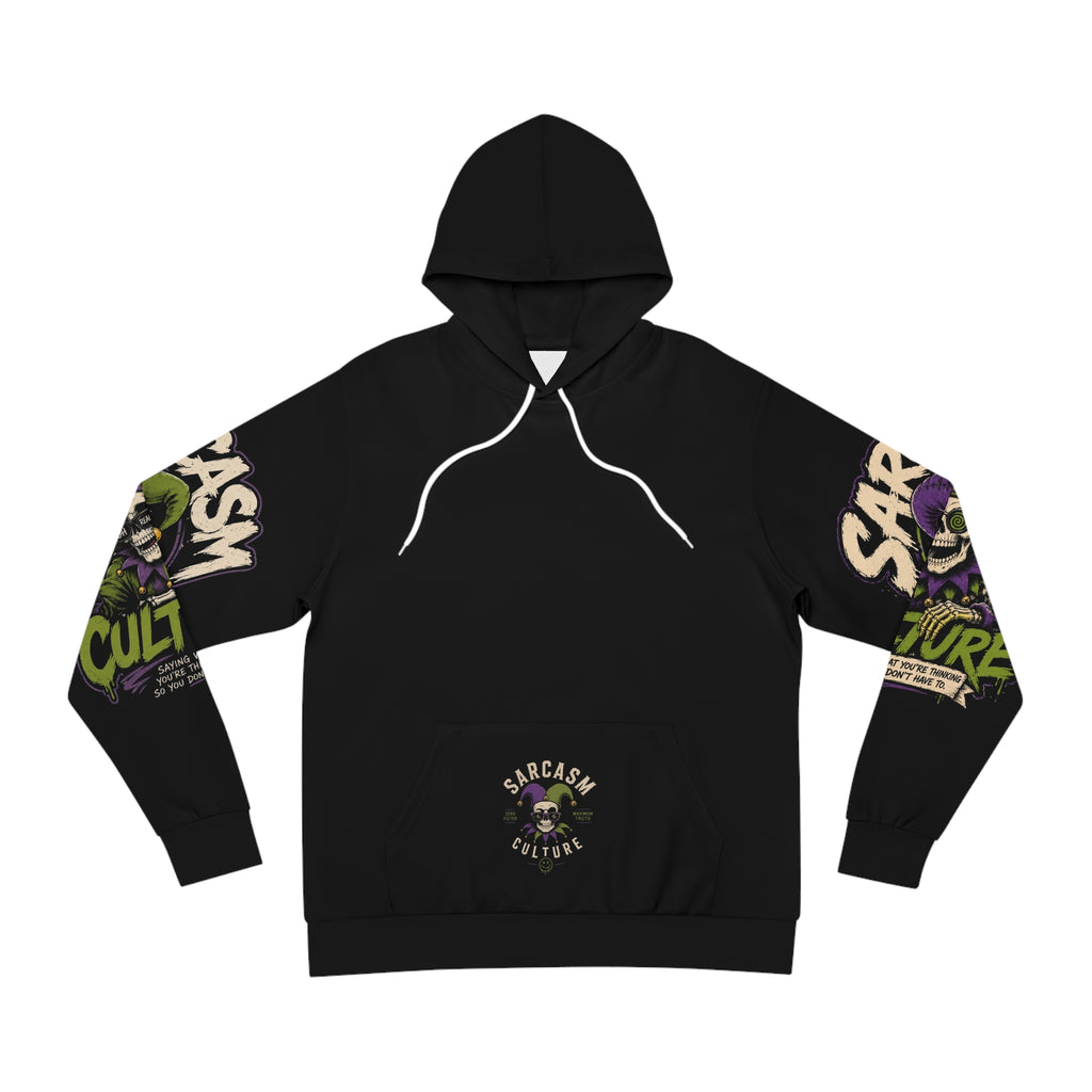 Sarcasm Culture Hoodie — Skeleton Jester Dark Humor Graphic Pullover