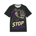 Stop Hold On Skull Jester Sports Jersey — "OK Now Talk" Graphic Tee