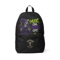 Backpack — "Music On. People Off." Skull Reaper Graphic