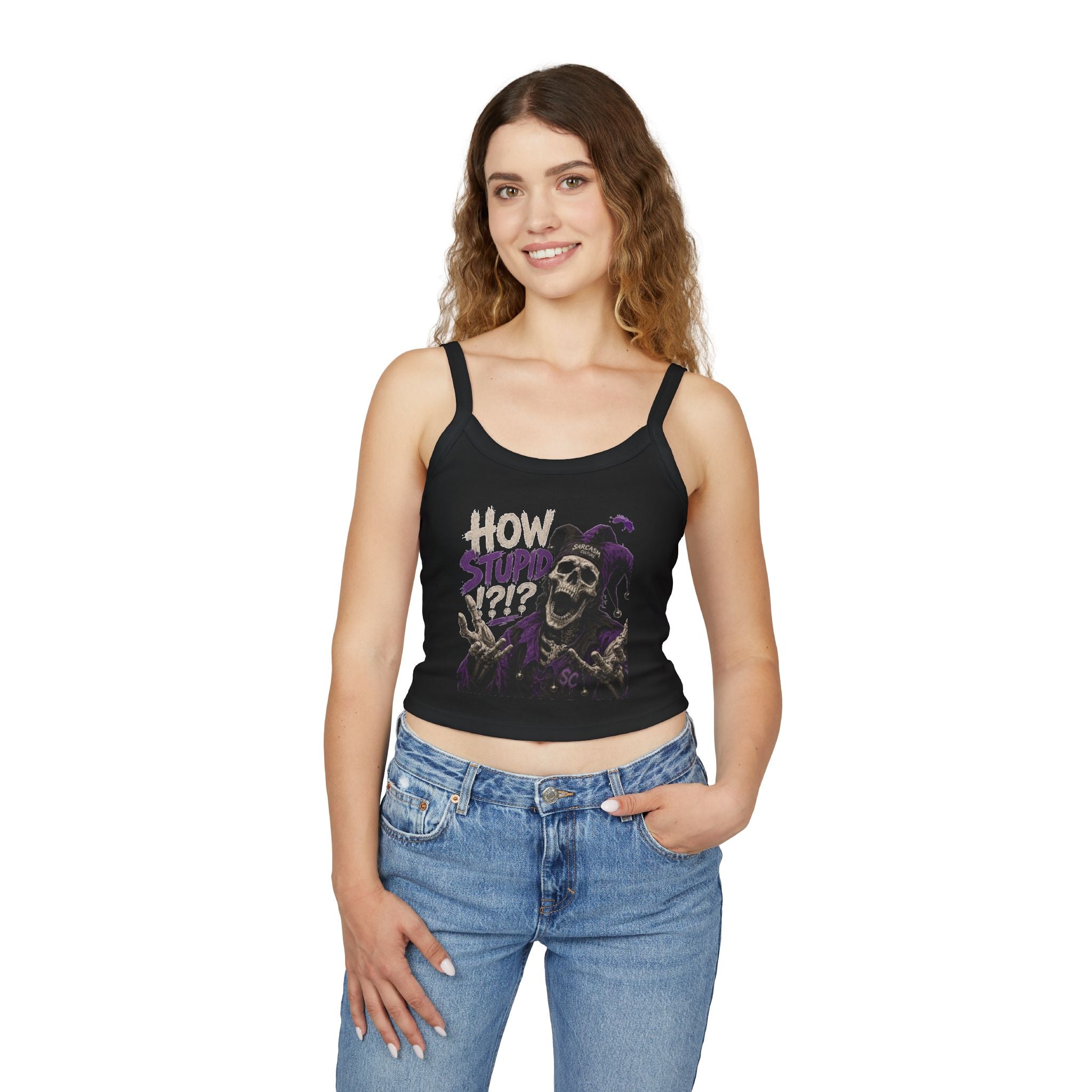 How Stupid?! — Jester Spaghetti Strap Crop Tank Top