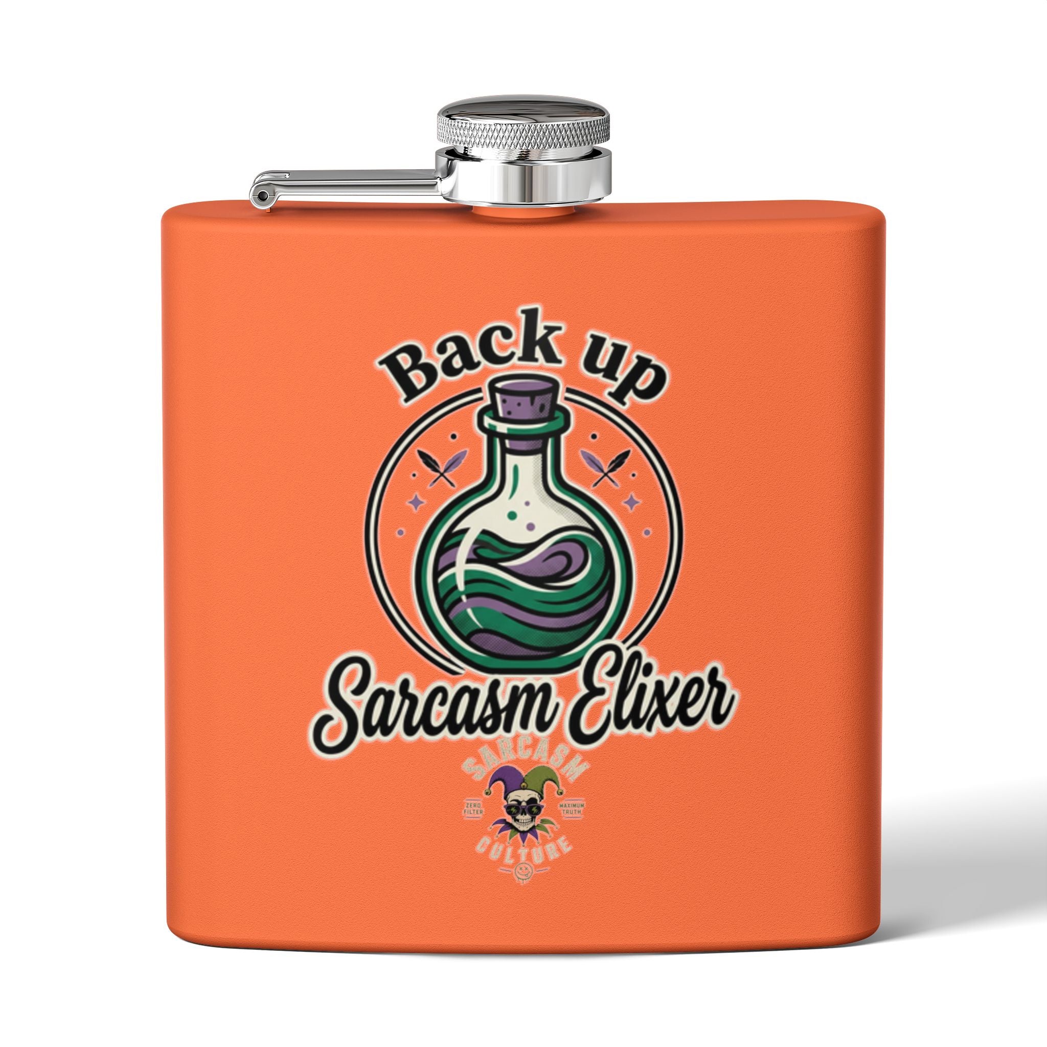 Sarcasm Elixir Flask — 6oz Stainless Steel Hip Flask