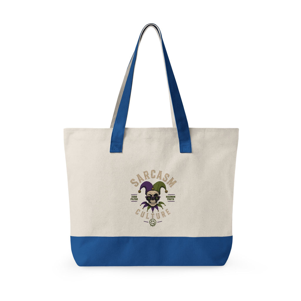 Zippered Canvas Tote — "Emotional Baggage" & Sarcastic Clown Graphic Utility Bag