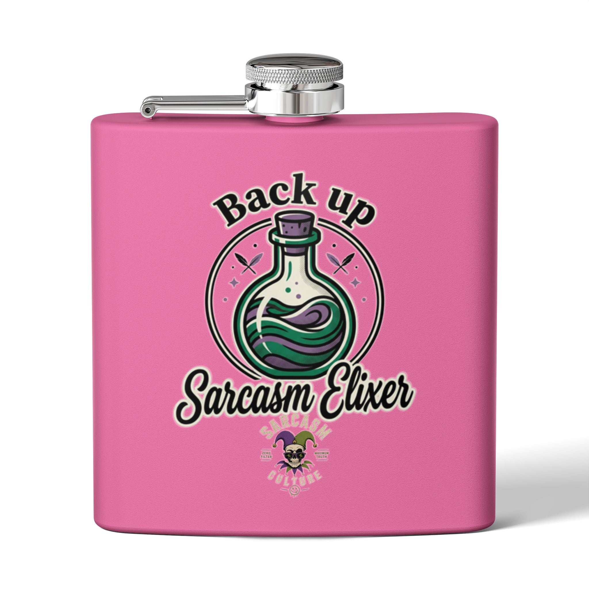 Sarcasm Elixir Flask — 6oz Stainless Steel Hip Flask