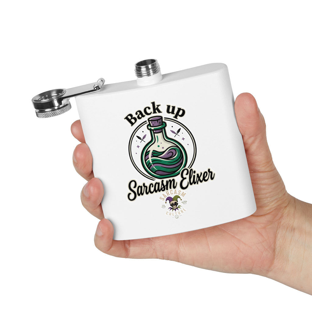 Sarcasm Elixir Flask — 6oz Stainless Steel Hip Flask