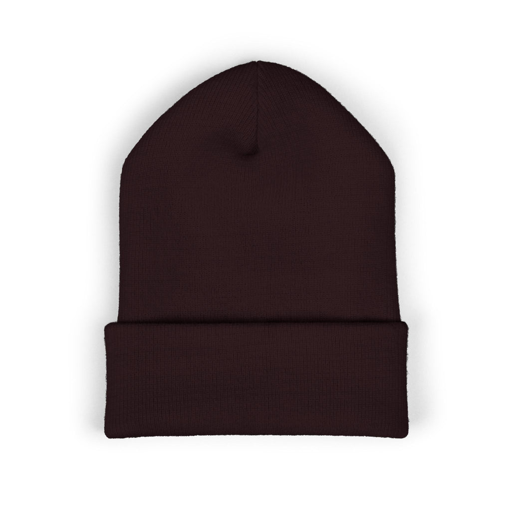 Sarcasm Culture Embroidered Cuffed Beanie — Olive Knit Winter Hat