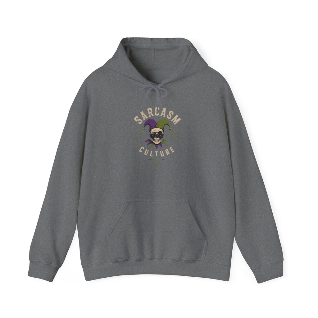 Off His Meds Jester Hoodie — Wild & Unhinged Sarcasm Culture Graphic Sweatshirt