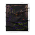 Creepy Clown 'Who Loves You?' Sherpa Blanket — Horror Truck Dog Quote