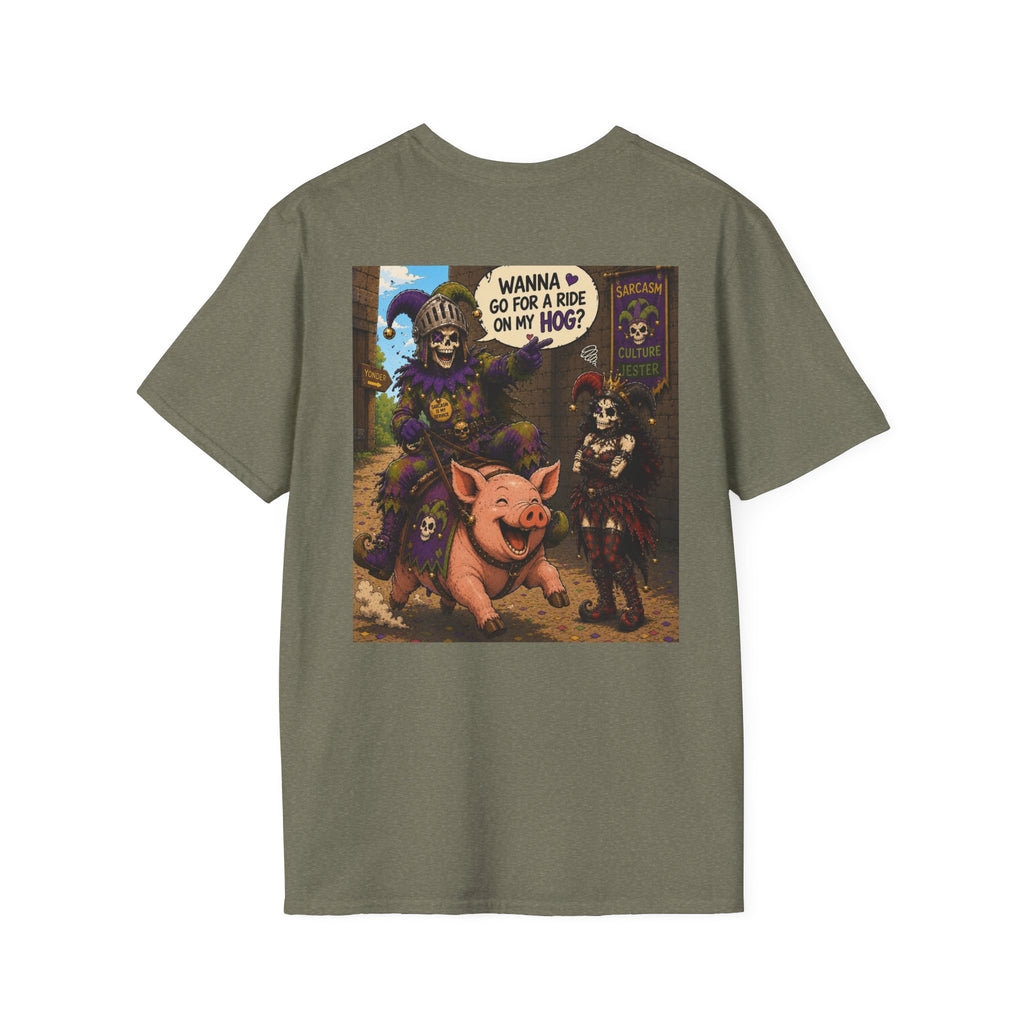 Witch & Pig Vintage Graphic T-Shirt — "Wanna Go for a Ride on My Hog?"