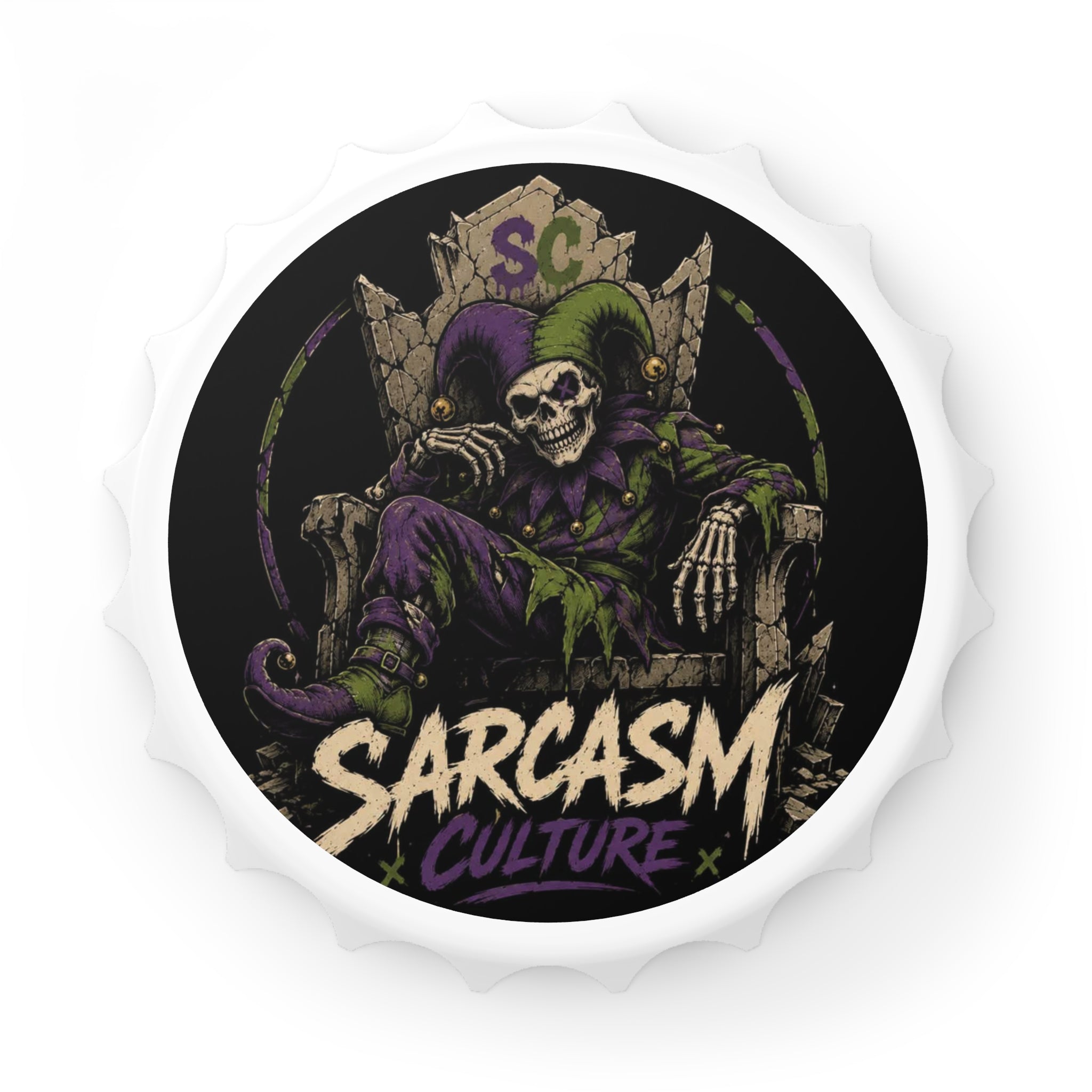Bottle Opener — Sarcasm Culture Skull Jester Design