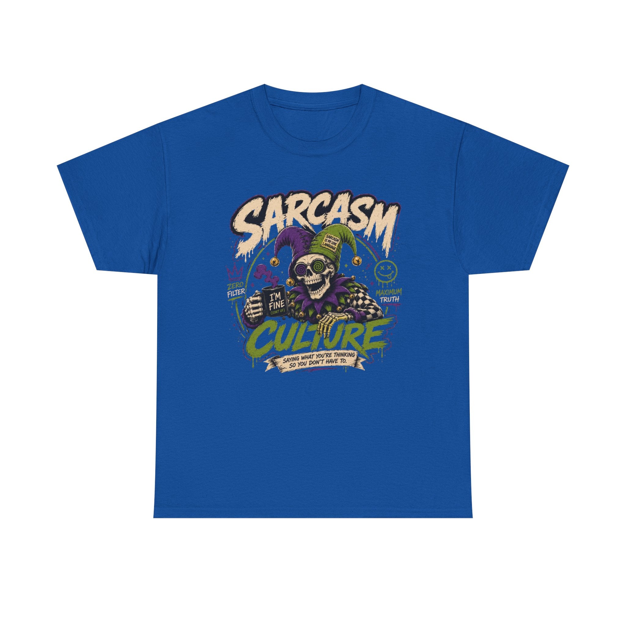 Off His Meds Jester Tee — Wild & Unhinged Sarcasm Culture Graphic T-Shirt