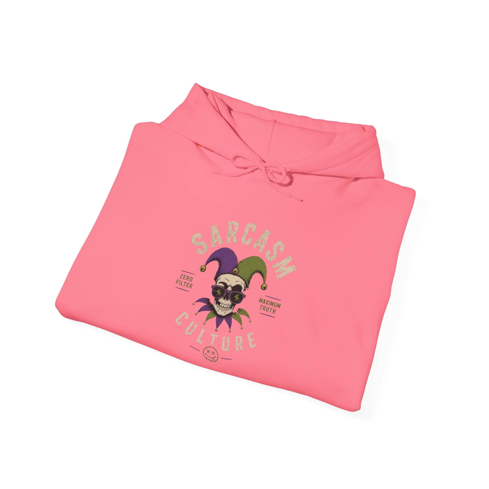 Sarcasm & Caution Hoodie — 'End of Common Sense' Skeleton Jester Duo Graphic Pullover