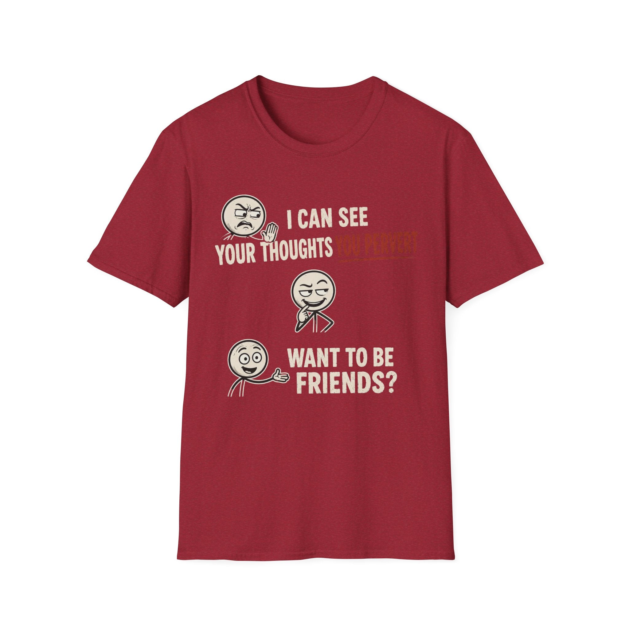 Funny Emoji T-Shirt — "I Can See Your Thoughts, You Pervert" Graphic Tee