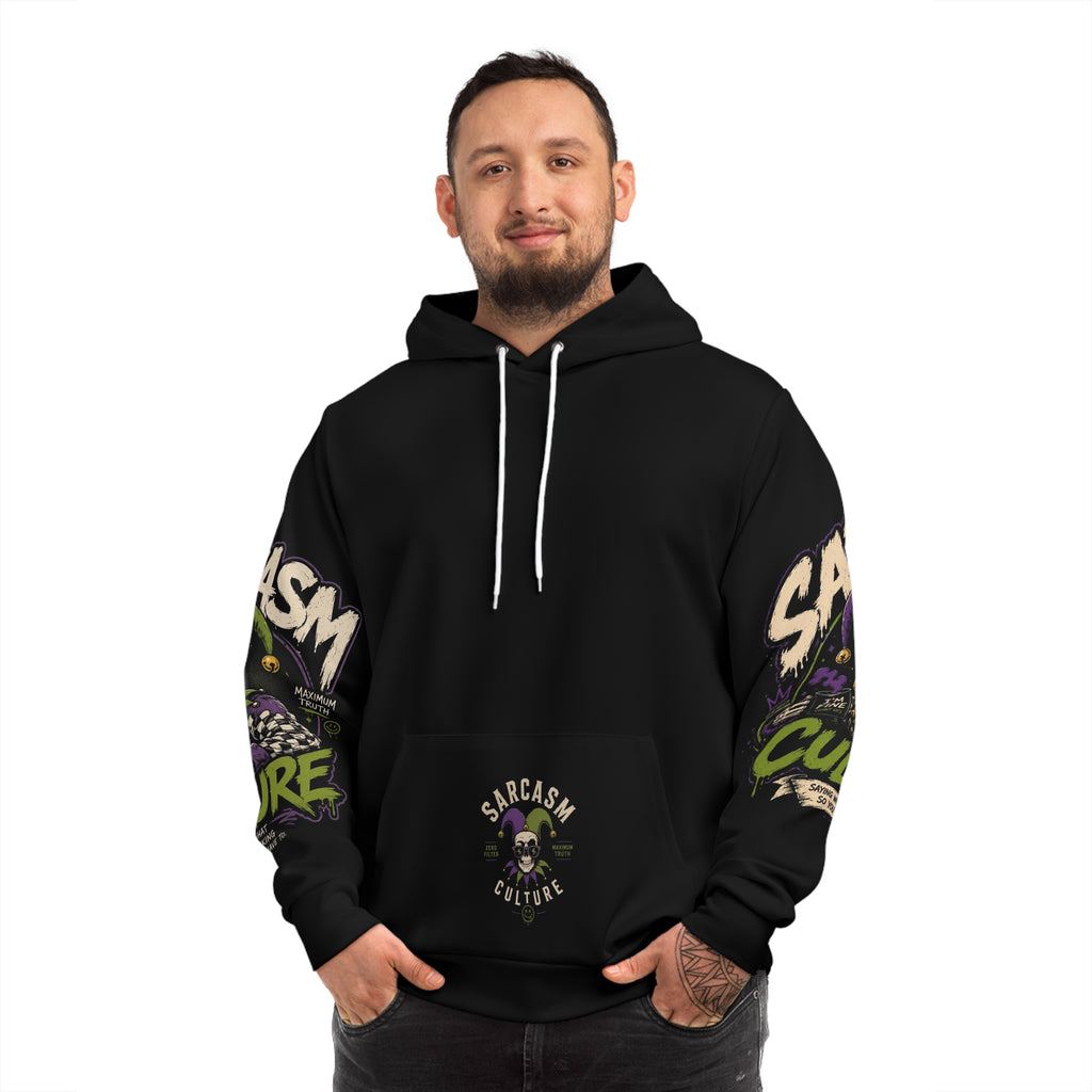 Sarcasm Culture Hoodie — Skeleton Jester Dark Humor Graphic Pullover