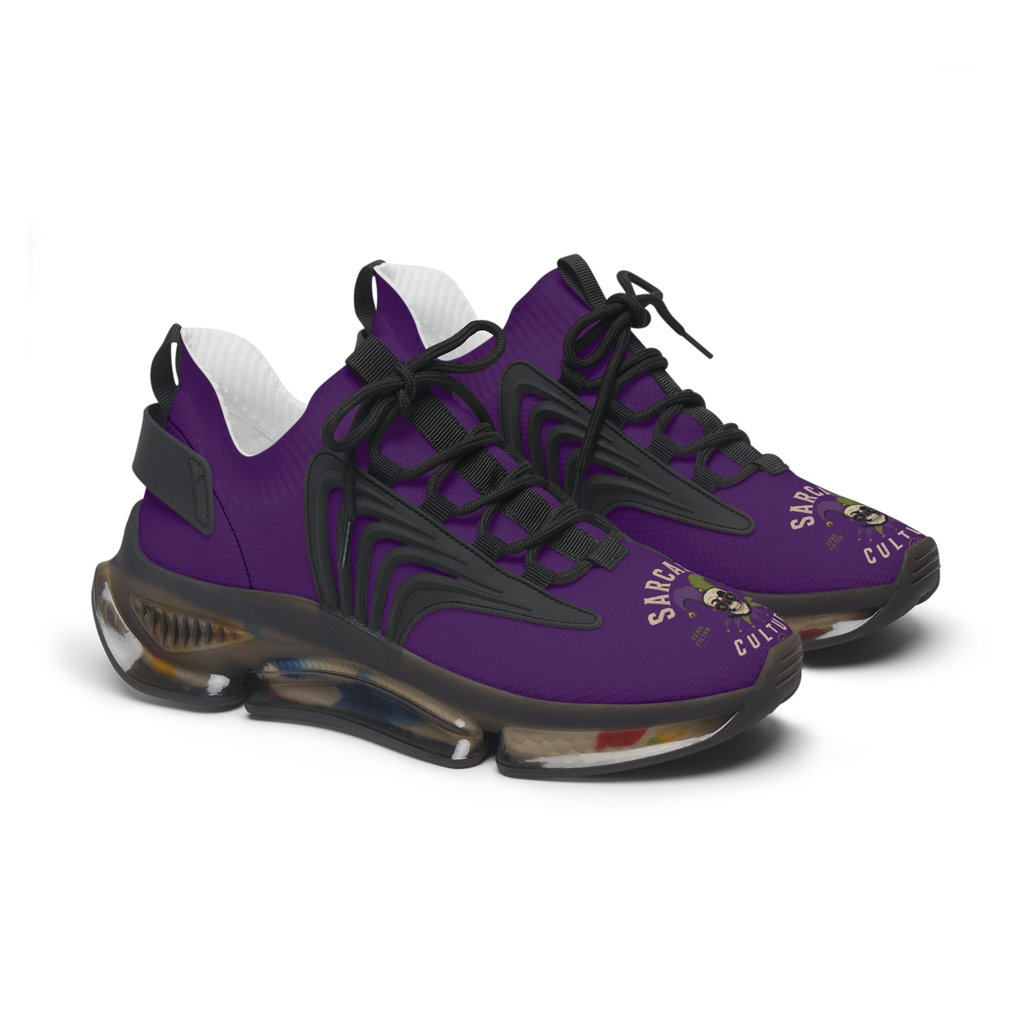 Mesh Sneakers — 'Sarcasm & Culture' Purple Statement Shoes