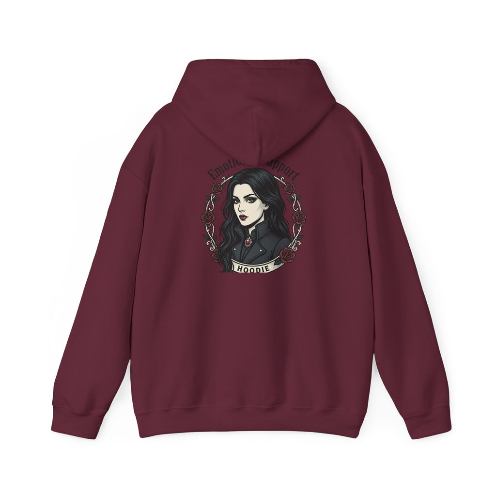 The Emotional Support Hoodie — Jester Skull Dark Rose | Sarcasm Culture
