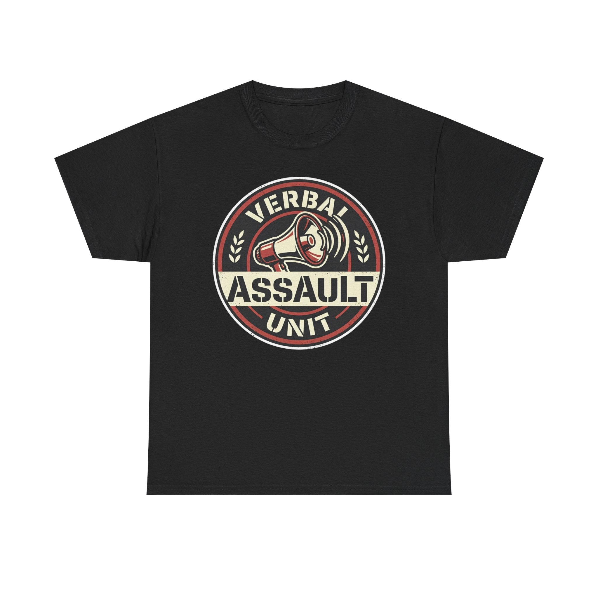 "Verbal Assault Unit" Funny Sarcasm Megaphone Dark Humor Graphic T-Shirt