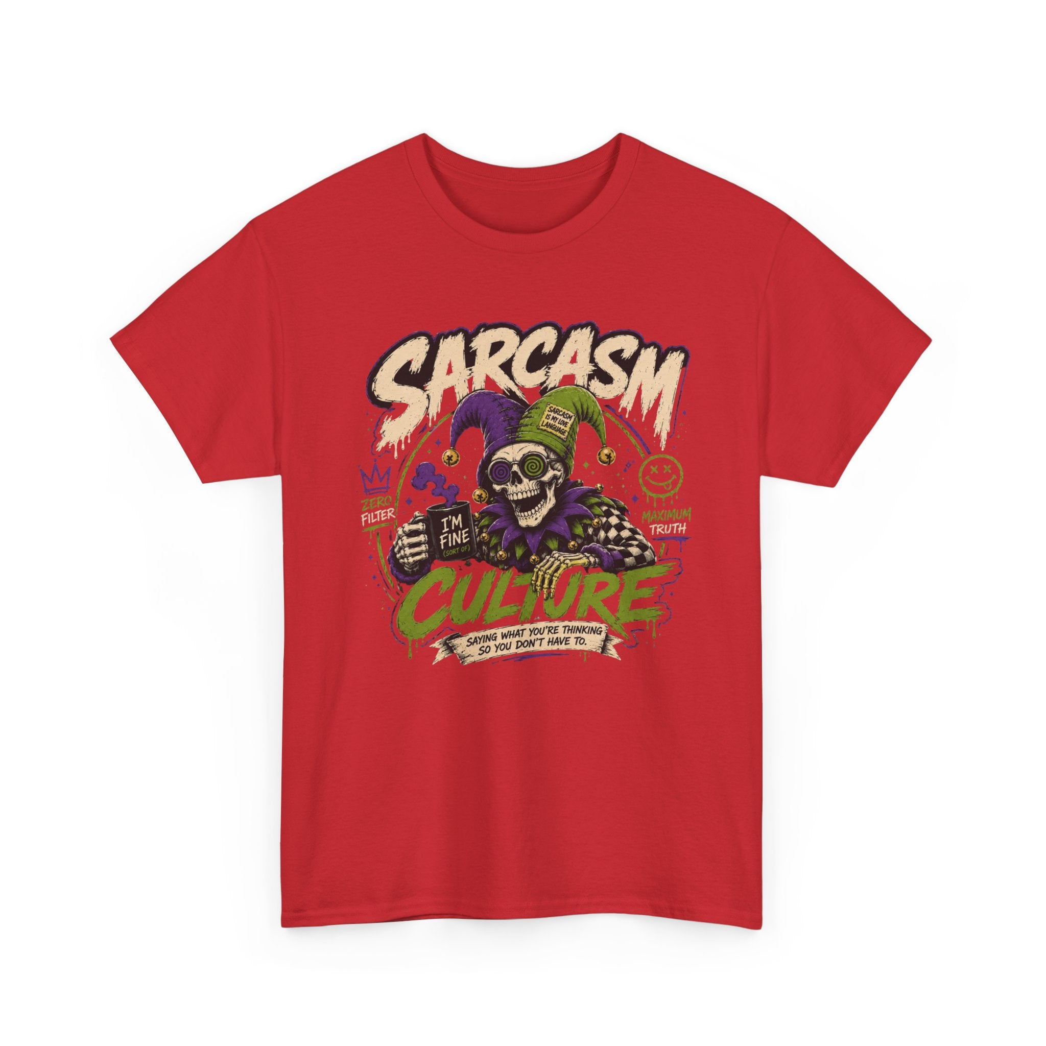 Off His Meds Jester Tee — Wild & Unhinged Sarcasm Culture Graphic T-Shirt