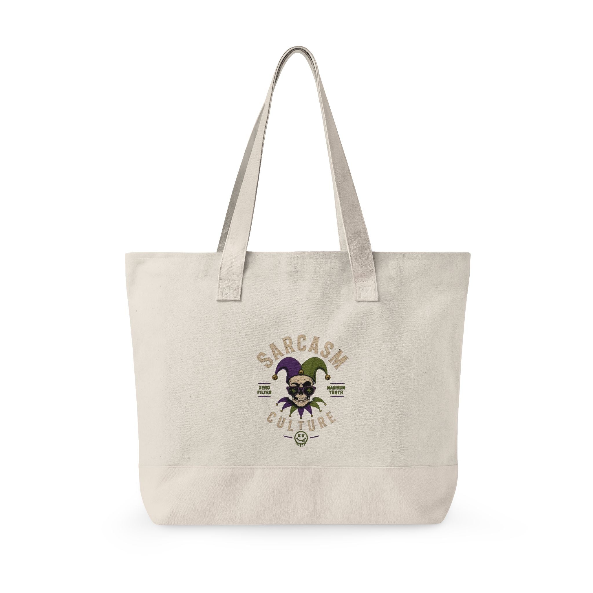 Zippered Canvas Tote — "Emotional Baggage" & Sarcastic Clown Graphic Utility Bag